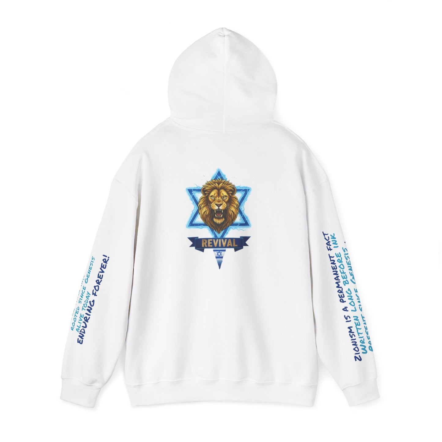 Lion of Zion Revival Hoodie — 'Revival' Lion Emblem White Pullover