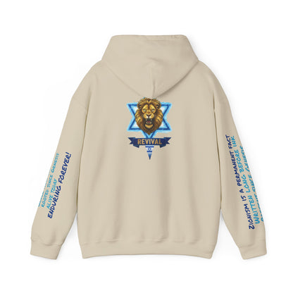 Lion of Zion Revival Hoodie — 'Revival' Lion Emblem White Pullover