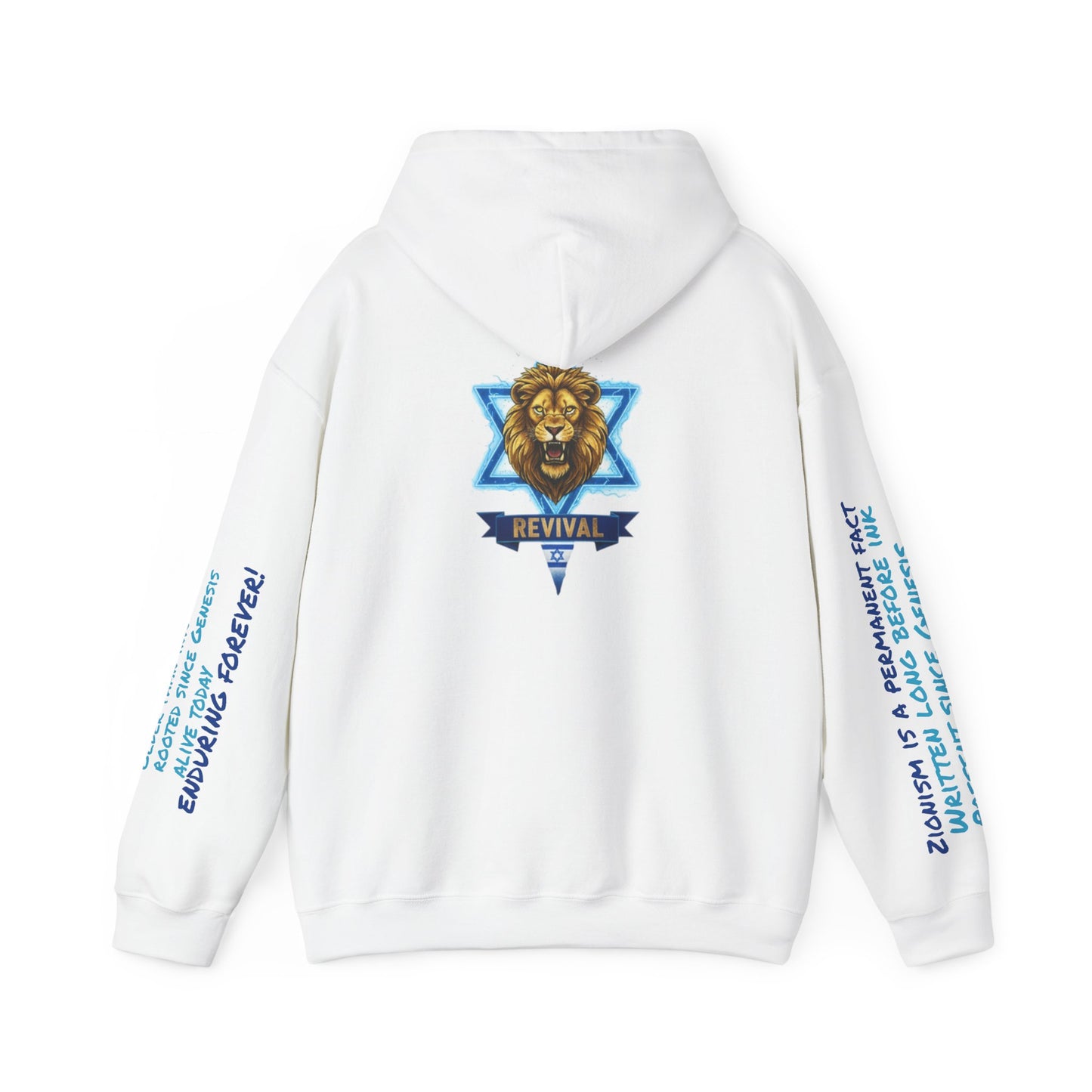 Lion of Zion Revival Hoodie — 'Revival' Lion Emblem White Pullover