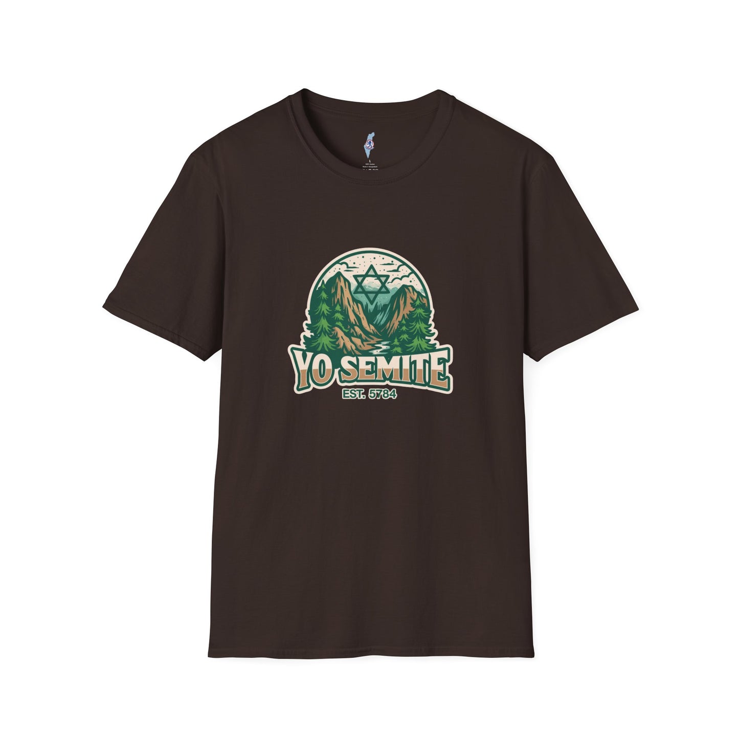 Yosemite Vintage Nature T-Shirt — Scenic Mountain & Forest Graphic ("YO SEMITE" Est. 5784)