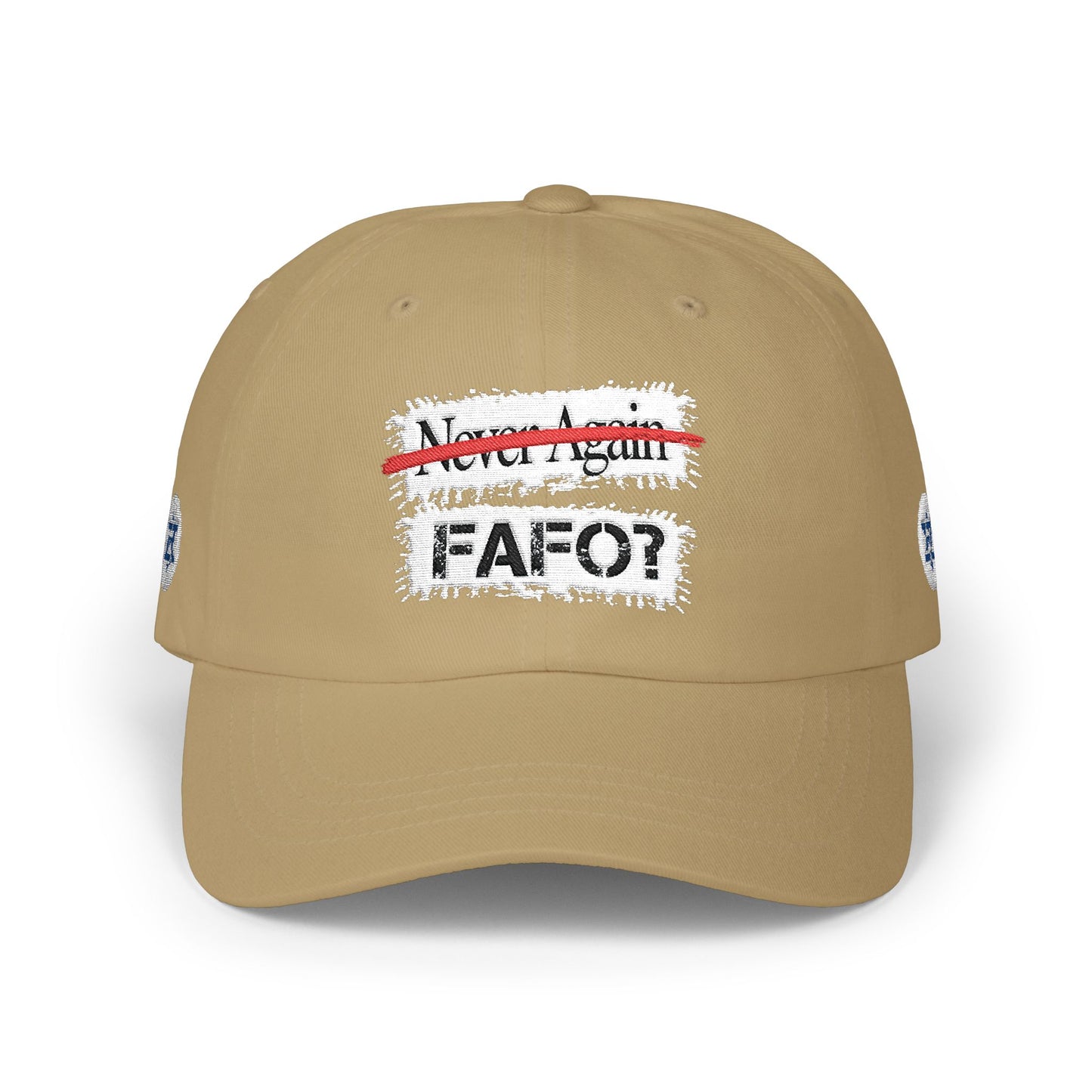 FAFO Dad Cap — "Never Again" Strikethrough