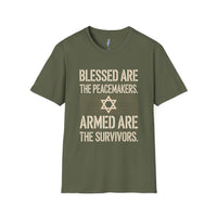 Blessed Are the Peacemakers, Armed Are the Survivors Tee view 3