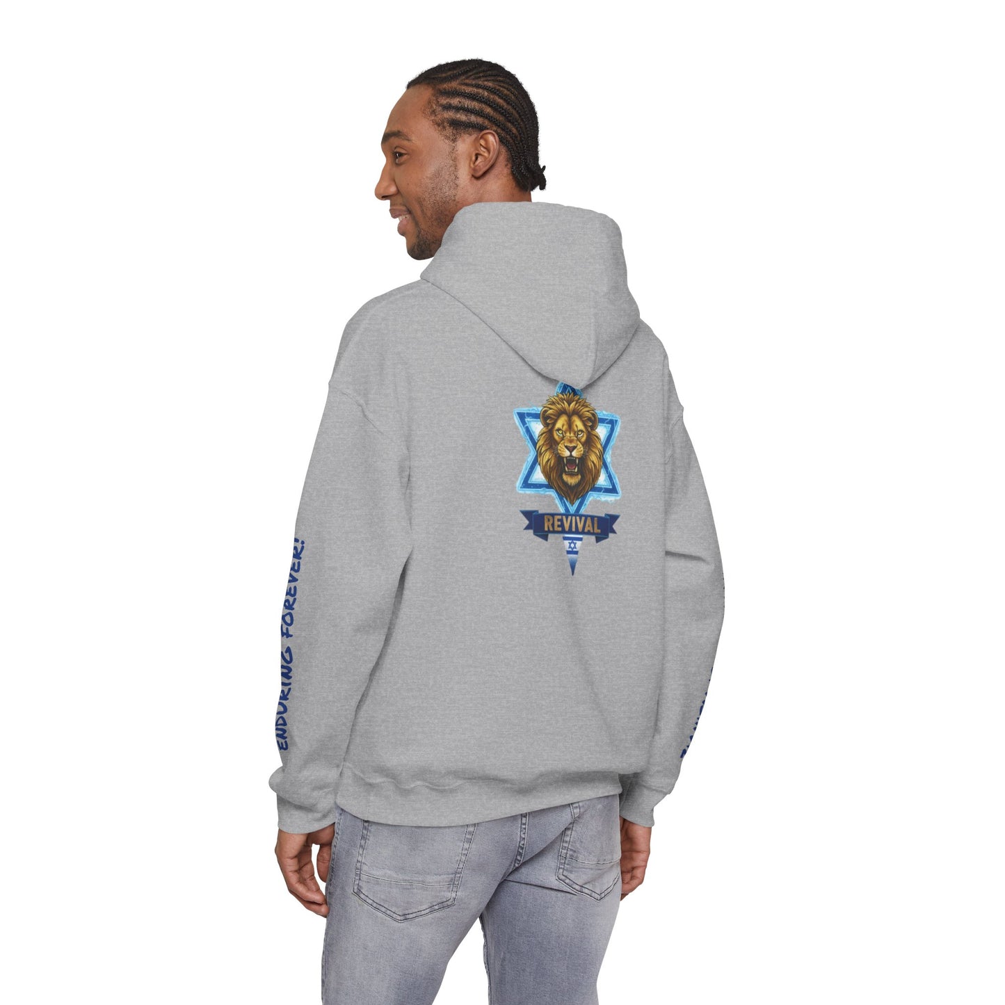 Lion of Zion Revival Hoodie — 'Revival' Lion Emblem White Pullover