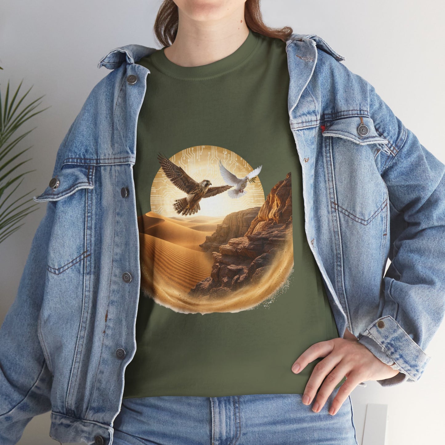Desert Flight Tee— Soaring Dove & Eagle.