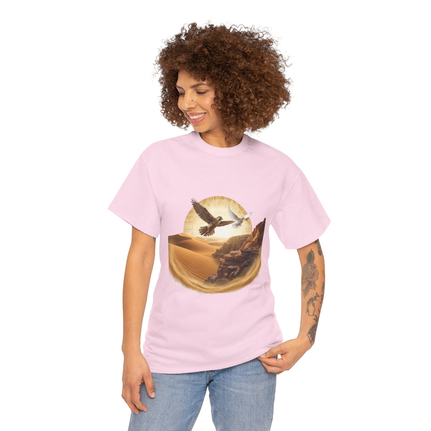 Desert Flight Tee— Soaring Dove & Eagle.