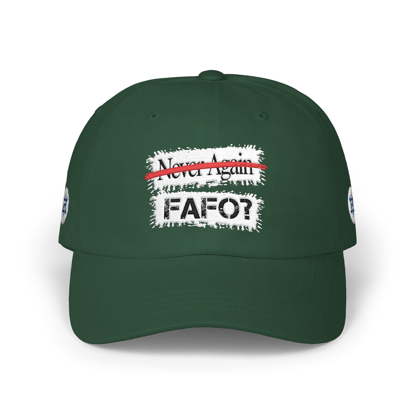 FAFO Dad Cap — "Never Again" Strikethrough