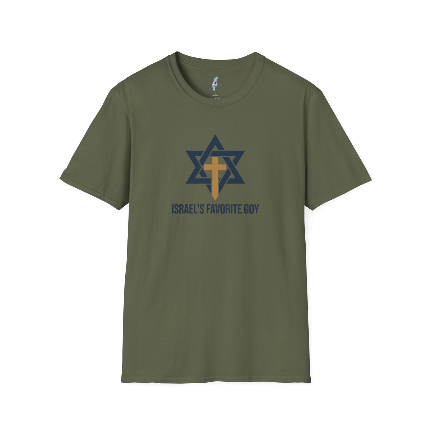 T‑Shirt — “Israel’s Favorite Goy” Star of David & Cross Faith Graphic Tee