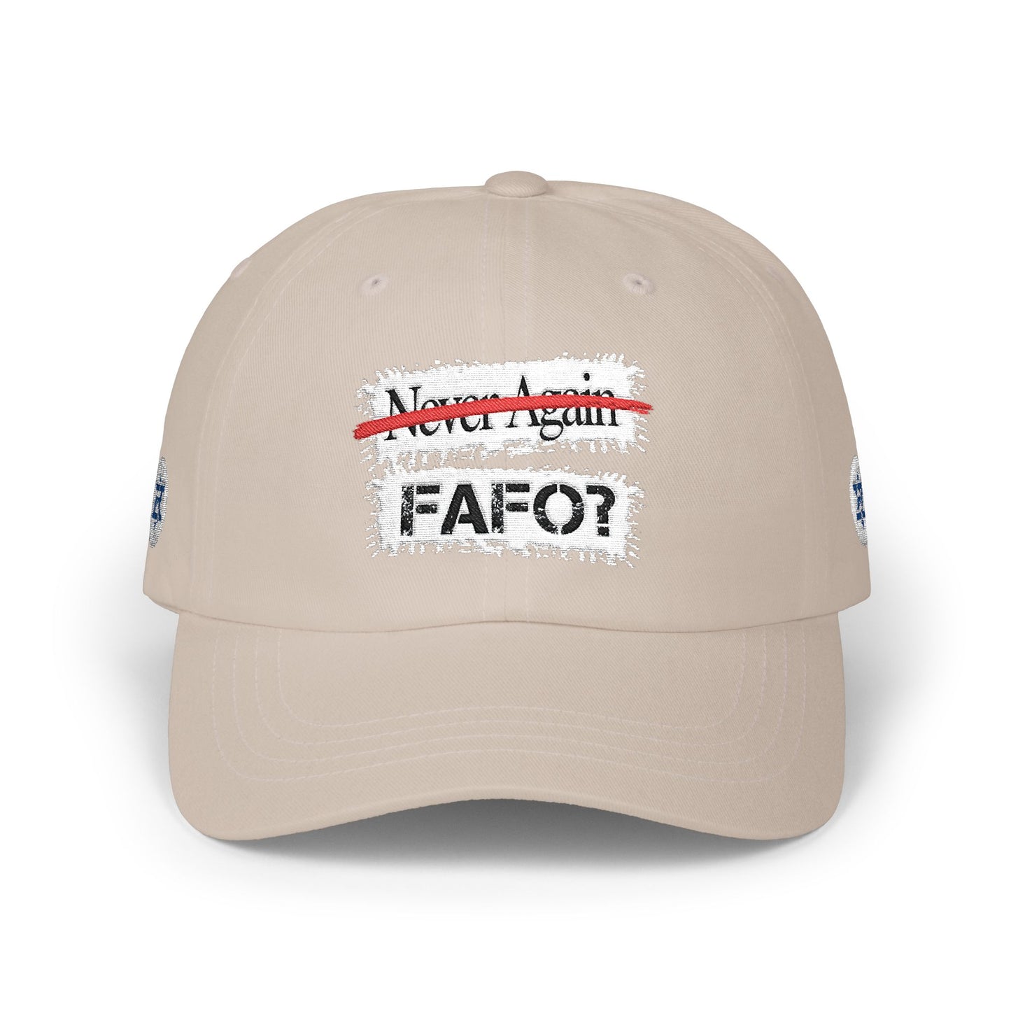 FAFO Dad Cap — "Never Again" Strikethrough