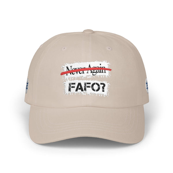 FAFO Dad Cap — "Never Again" Strikethrough