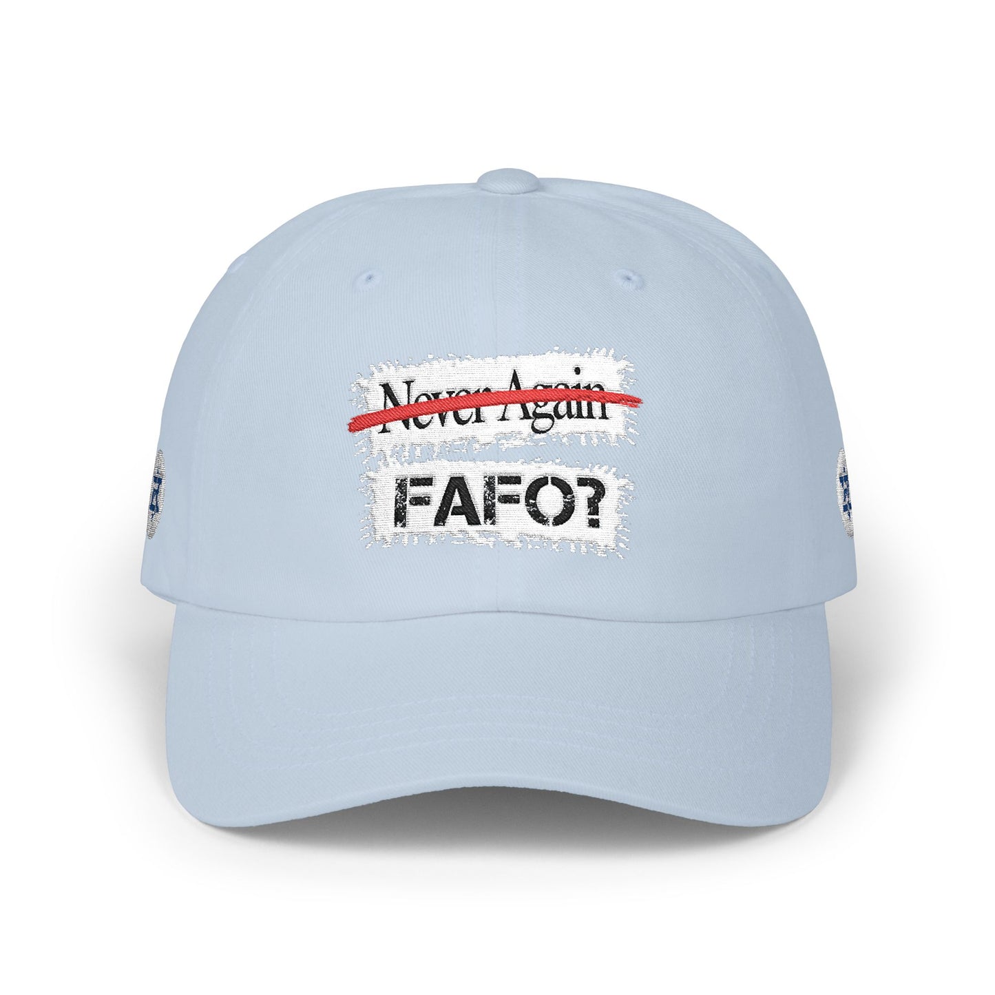 FAFO Dad Cap — "Never Again" Strikethrough