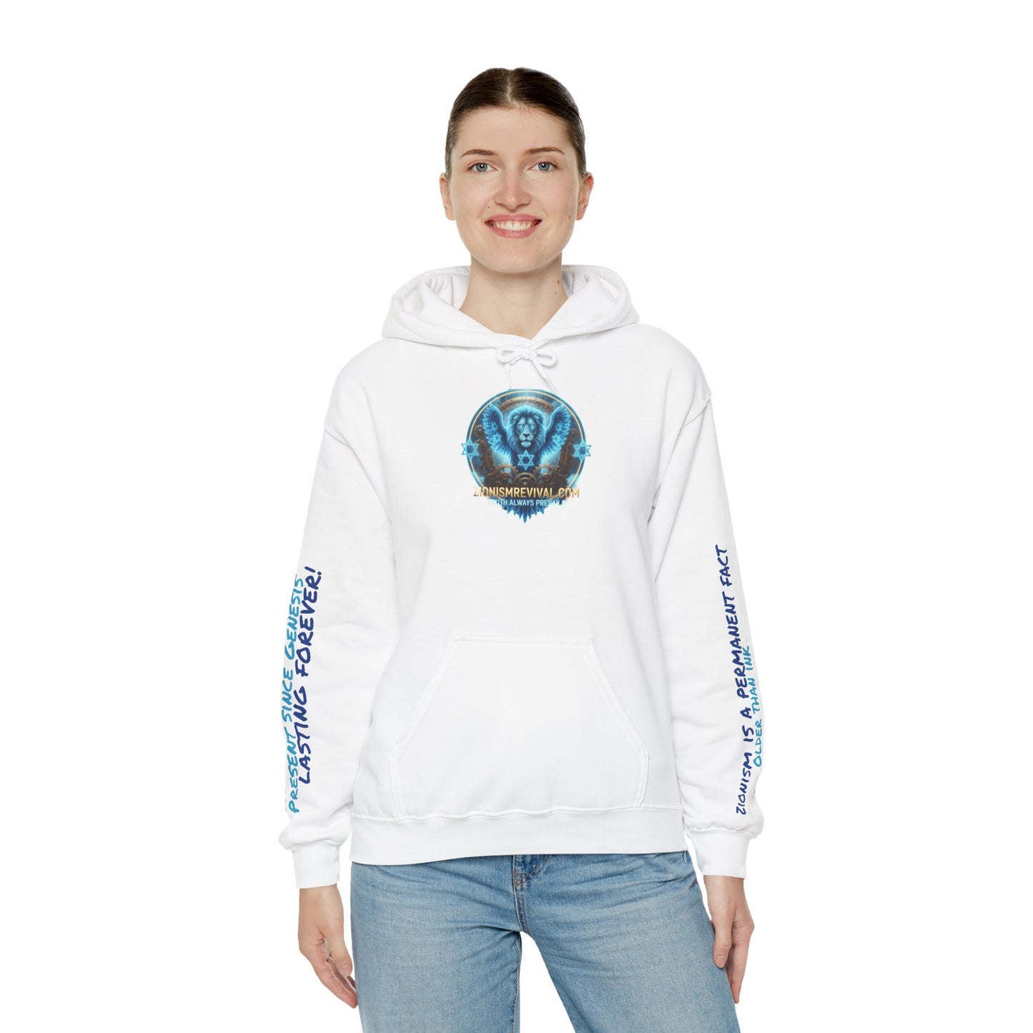 Lion of Zion Revival Hoodie — 'Revival' Lion Emblem White Pullover