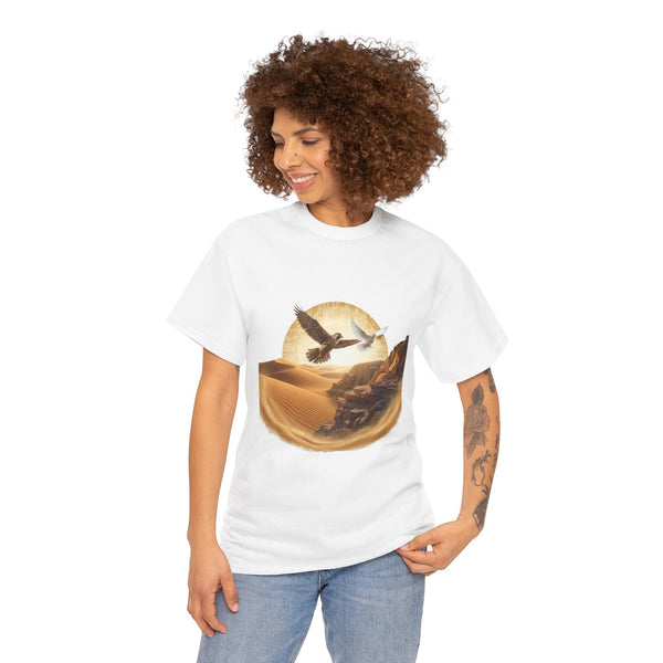 Desert Flight Tee— Soaring Dove & Eagle.