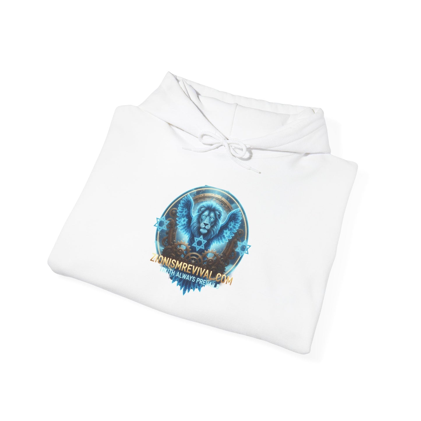Lion of Zion Revival Hoodie — 'Revival' Lion Emblem White Pullover
