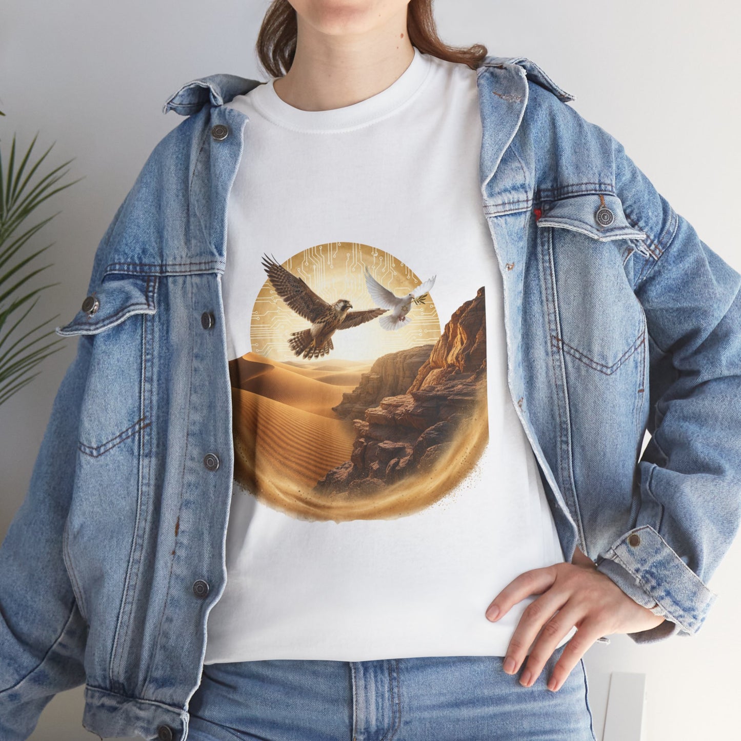 Desert Flight Tee— Soaring Dove & Eagle.