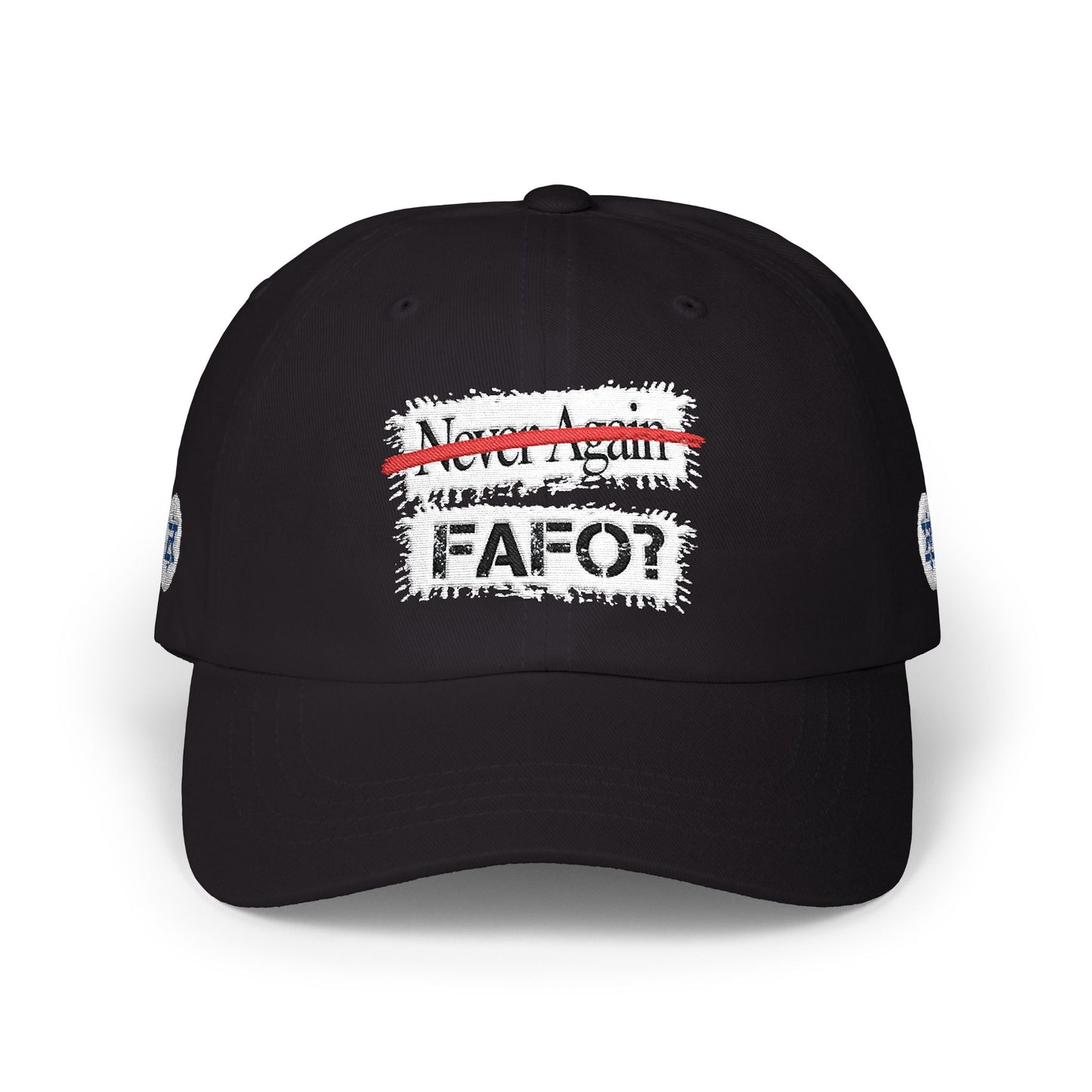 FAFO Dad Cap — "Never Again" Strikethrough