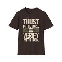 Trust in the Lord, Verify with Iron — Star of David Tee view 2