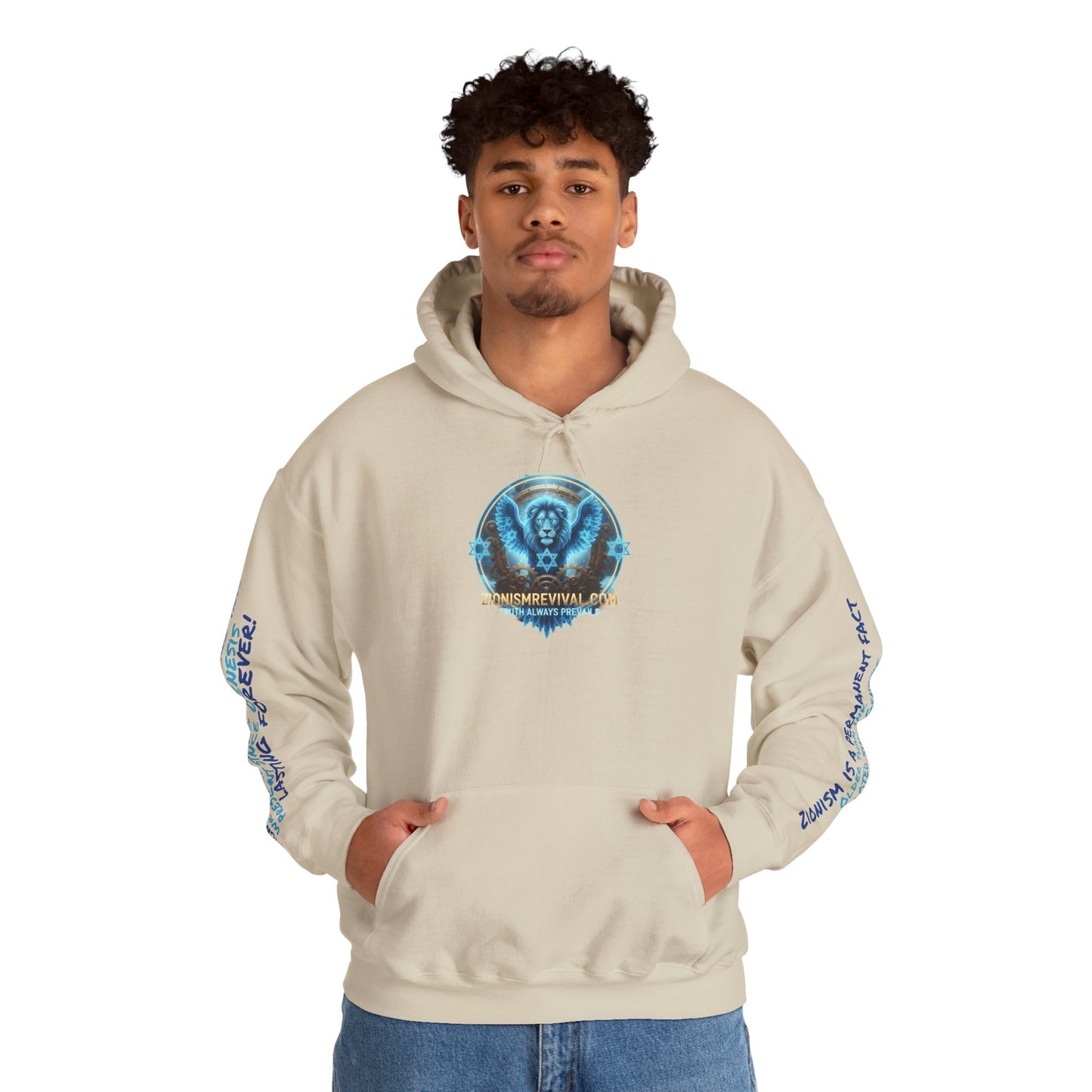Lion of Zion Revival Hoodie — 'Revival' Lion Emblem White Pullover