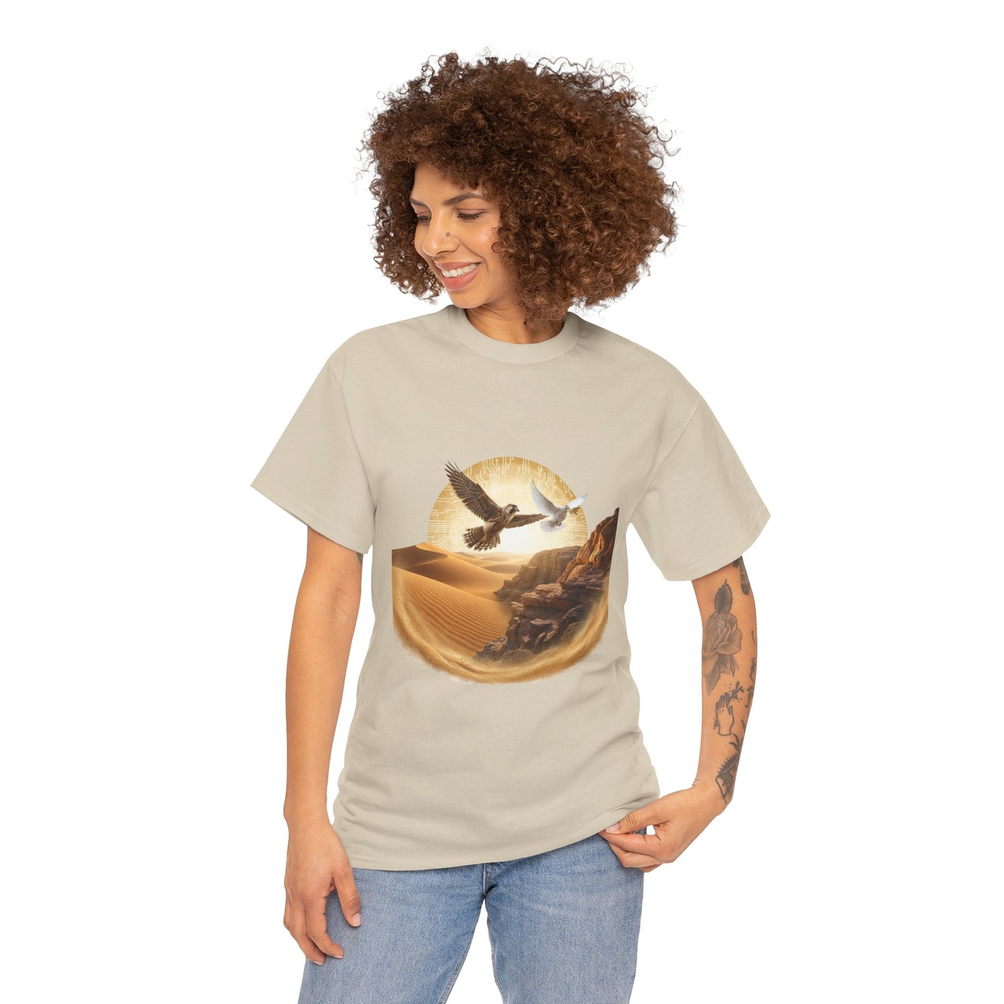 Desert Flight Tee— Soaring Dove & Eagle.
