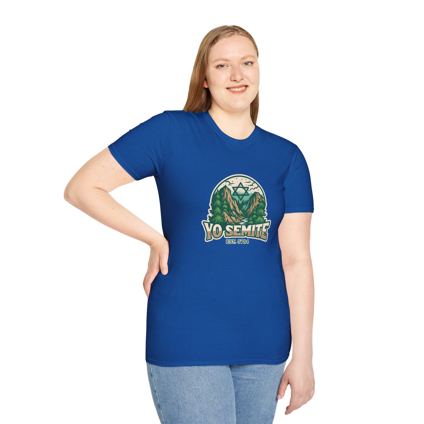 Yosemite Vintage Nature T-Shirt — Scenic Mountain & Forest Graphic ("YO SEMITE" Est. 5784)
