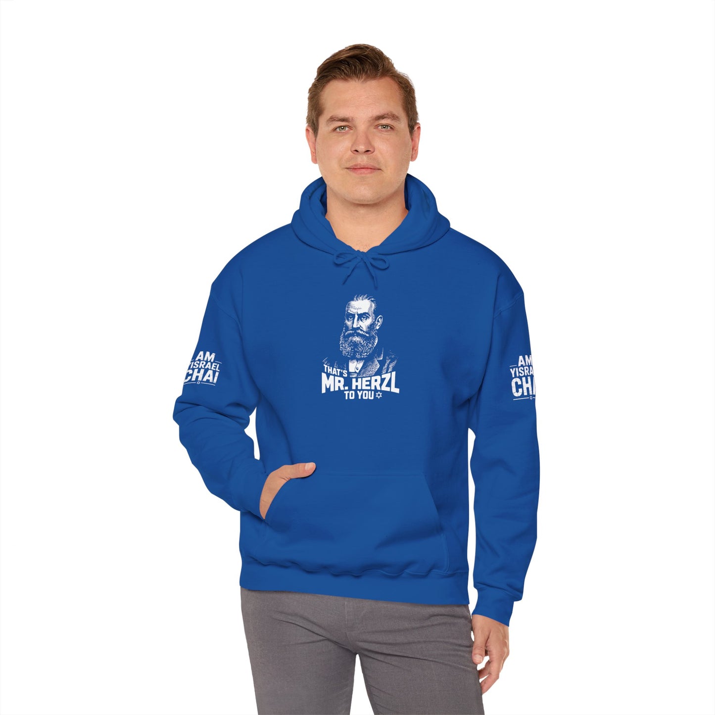 Mr. Herzl To You — Founder Hoodie | Am Yisrael Chai Sleeves