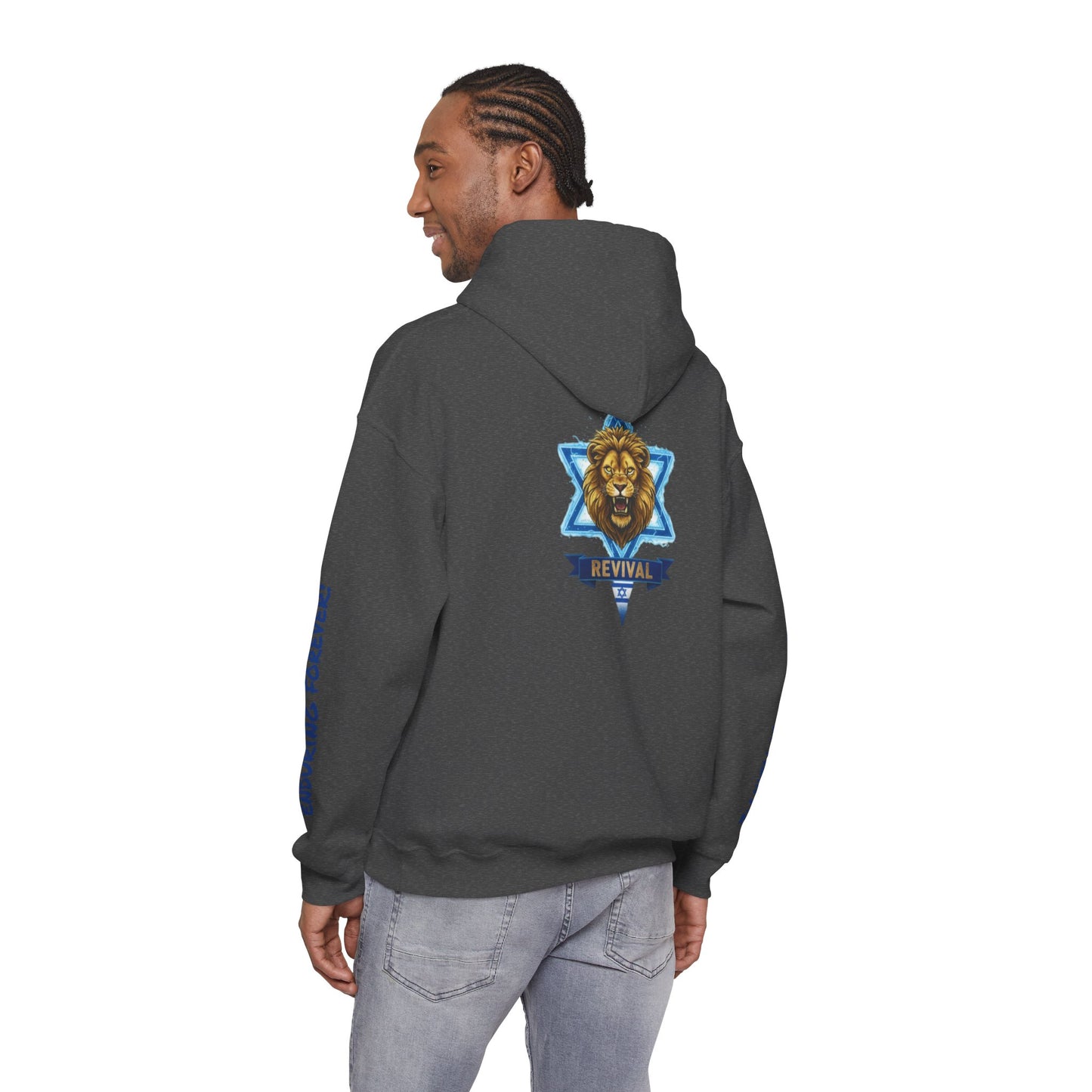 Lion of Zion Revival Hoodie — 'Revival' Lion Emblem White Pullover
