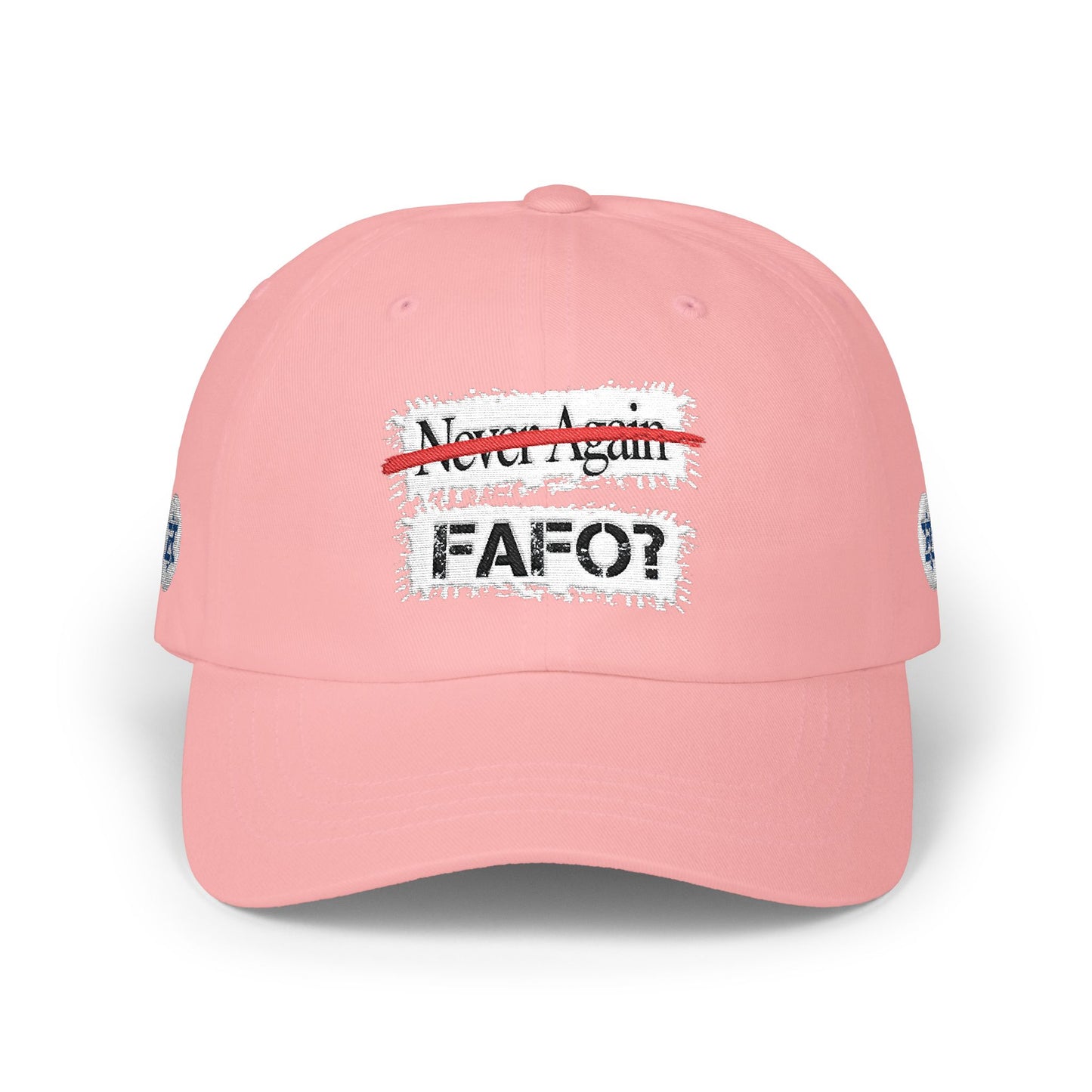 FAFO Dad Cap — "Never Again" Strikethrough