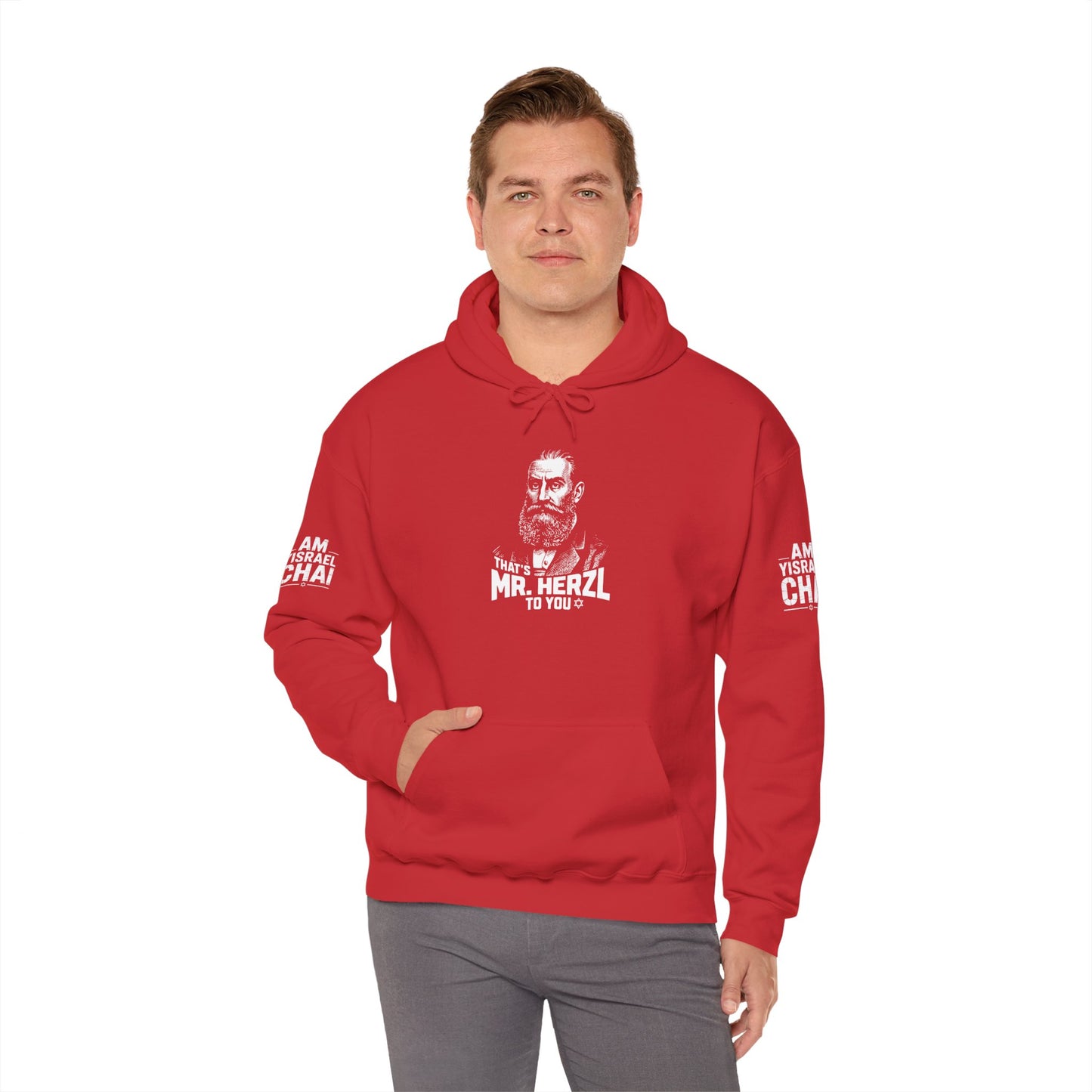 Mr. Herzl To You — Founder Hoodie | Am Yisrael Chai Sleeves