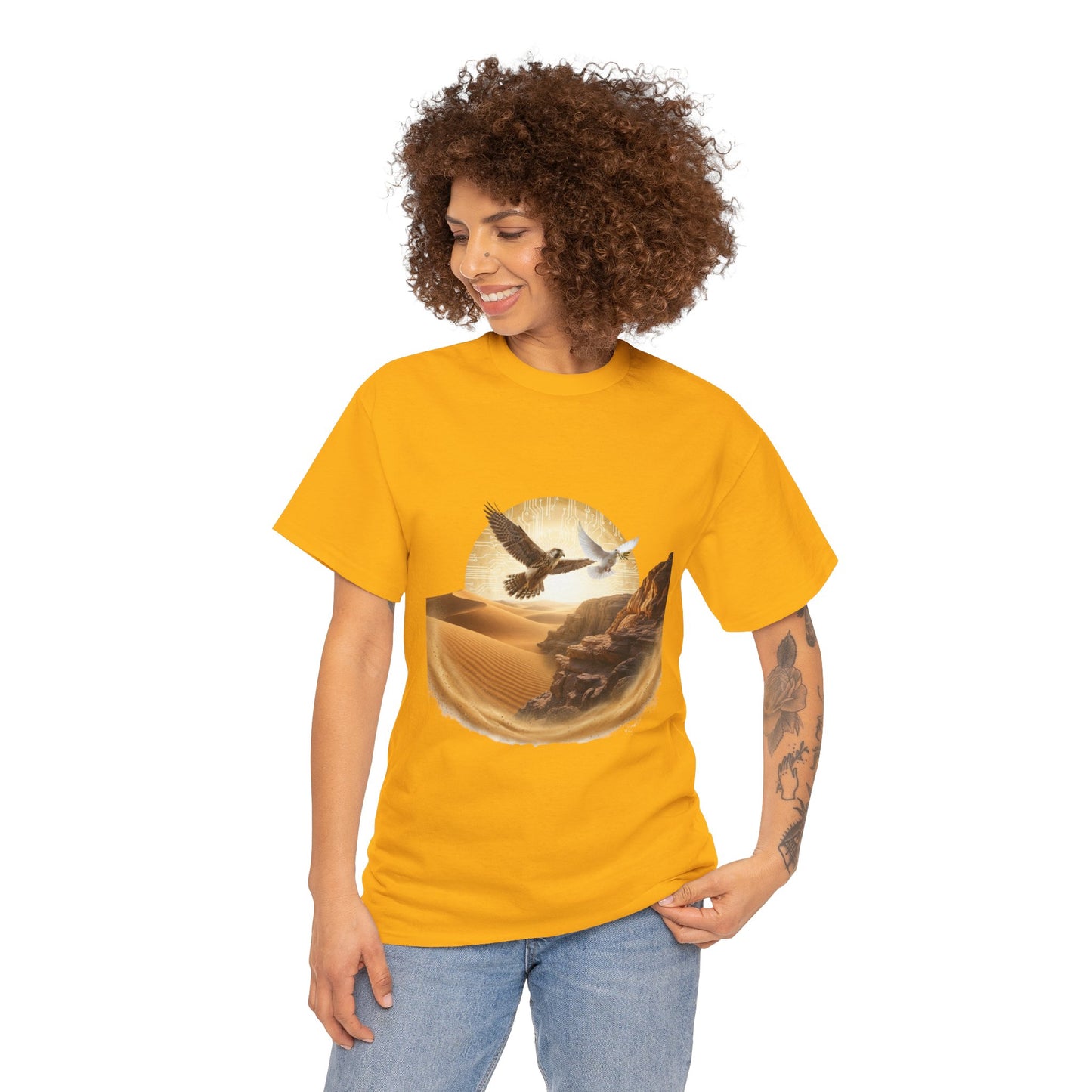 Desert Flight Tee— Soaring Dove & Eagle.