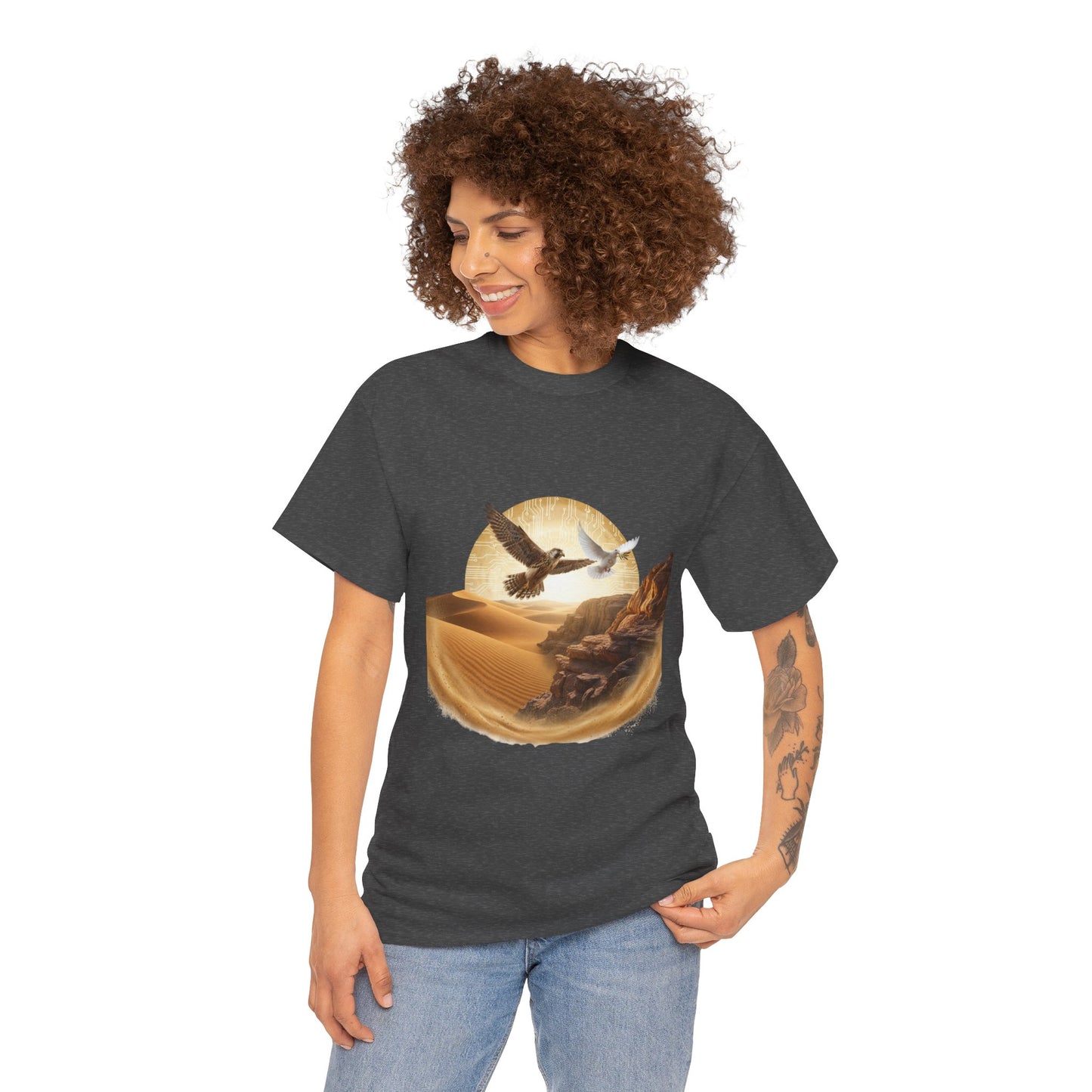 Desert Flight Tee— Soaring Dove & Eagle.