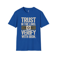 Trust in the Lord, Verify with Iron — Star of David Tee view 5