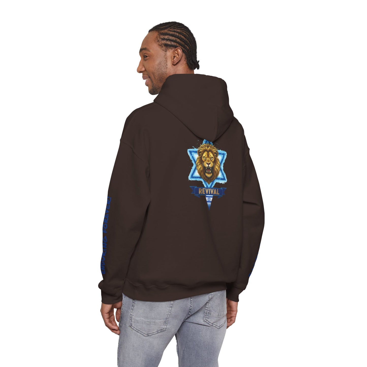 Lion of Zion Revival Hoodie — 'Revival' Lion Emblem White Pullover