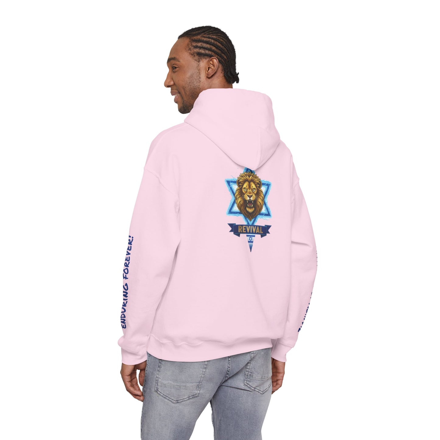 Lion of Zion Revival Hoodie — 'Revival' Lion Emblem White Pullover
