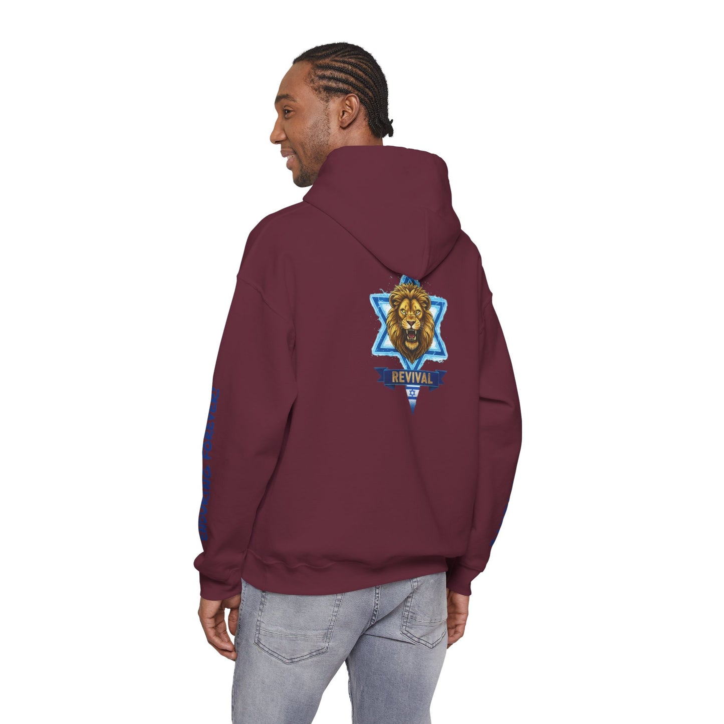 Lion of Zion Revival Hoodie — 'Revival' Lion Emblem White Pullover