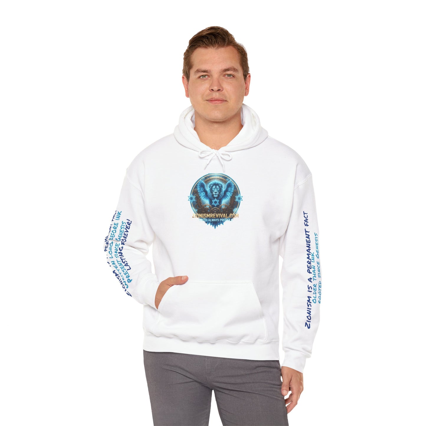 Lion of Zion Revival Hoodie — 'Revival' Lion Emblem White Pullover