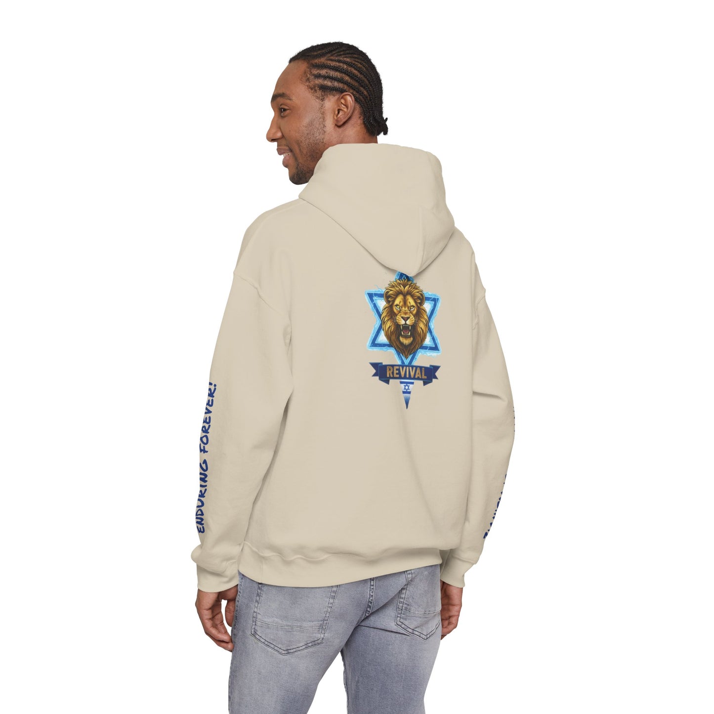 Lion of Zion Revival Hoodie — 'Revival' Lion Emblem White Pullover