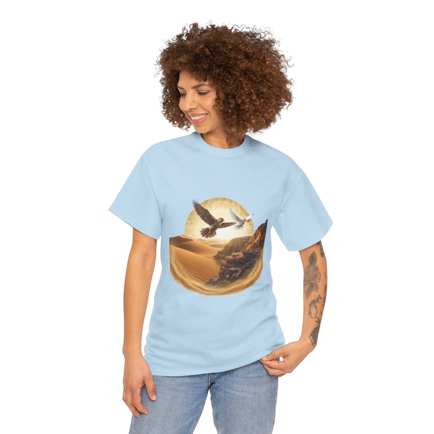 Desert Flight Tee— Soaring Dove & Eagle.