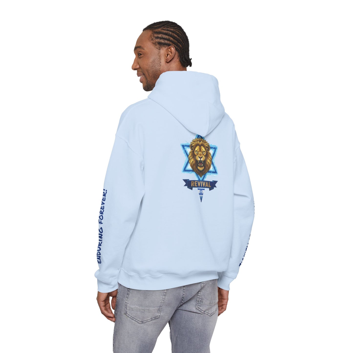 Lion of Zion Revival Hoodie — 'Revival' Lion Emblem White Pullover