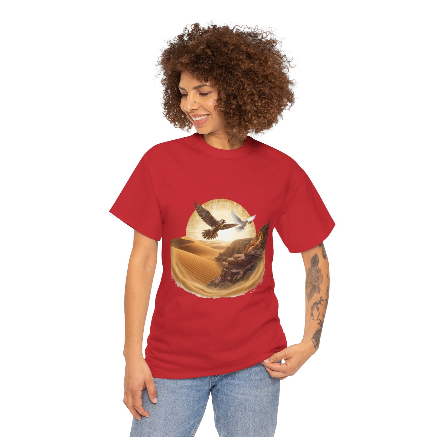 Desert Flight Tee— Soaring Dove & Eagle.