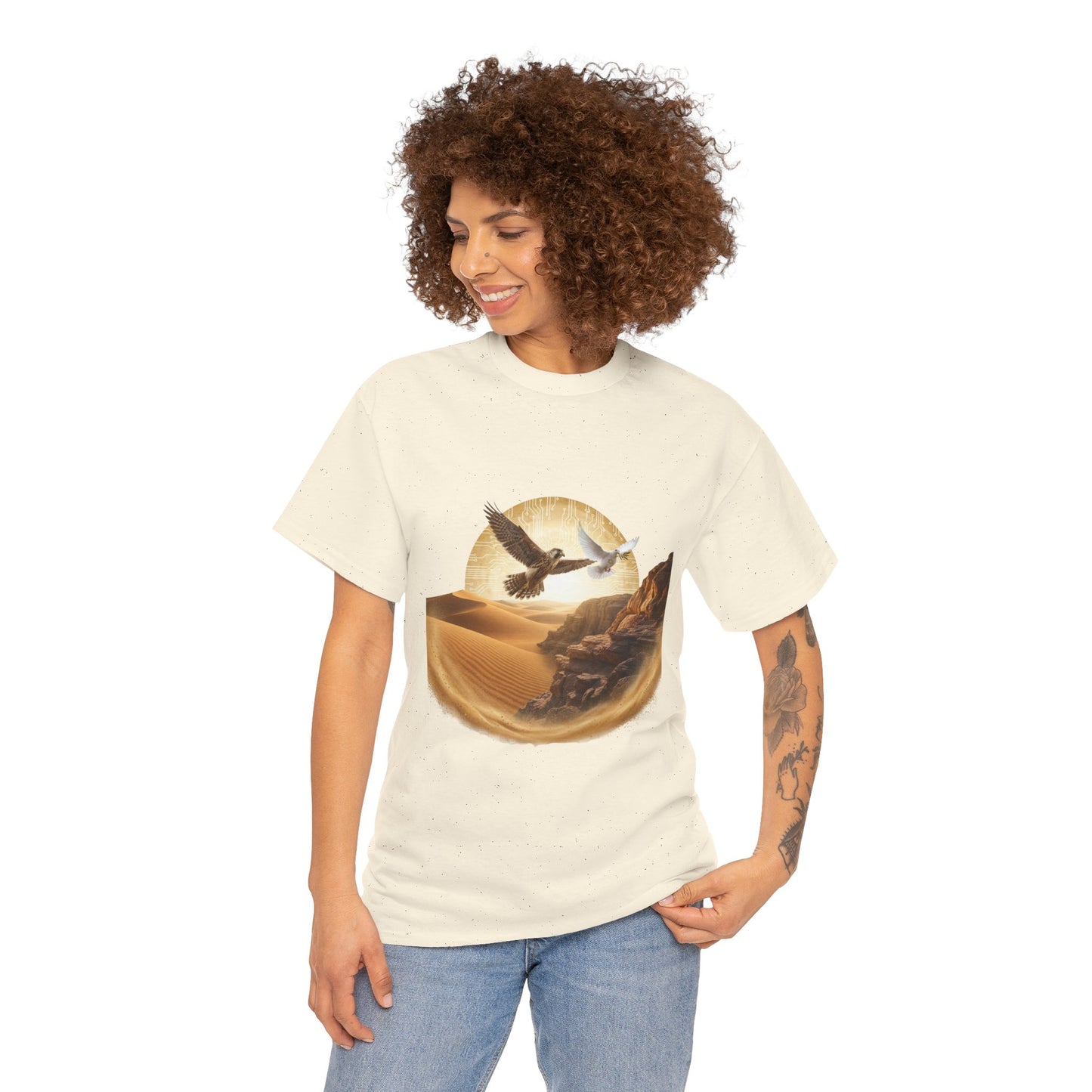 Desert Flight Tee— Soaring Dove & Eagle.