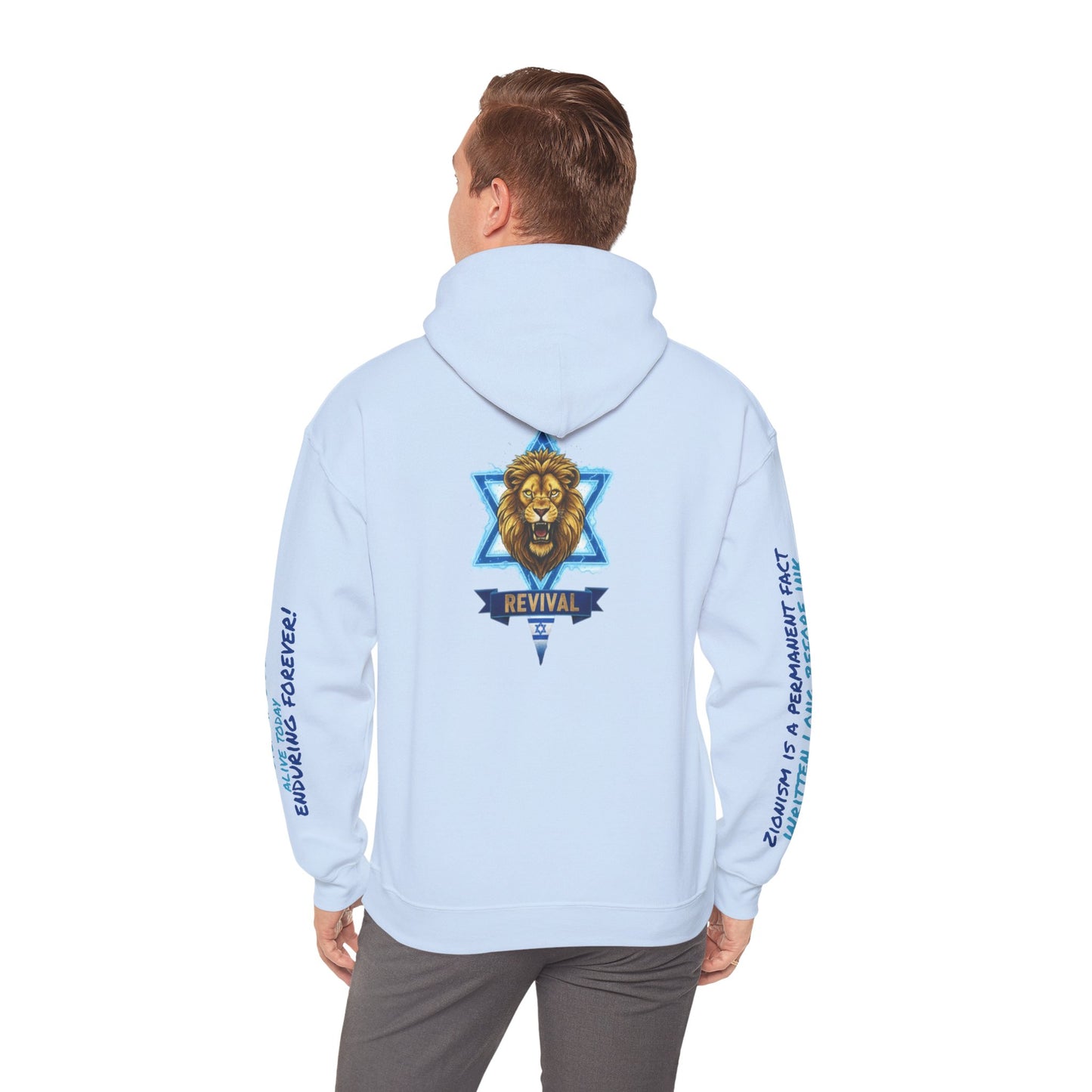 Lion of Zion Revival Hoodie — 'Revival' Lion Emblem White Pullover